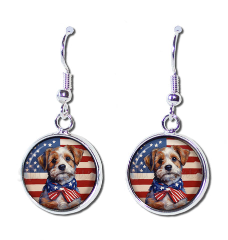 Patriotic Adorable Terrier Dog American Flag