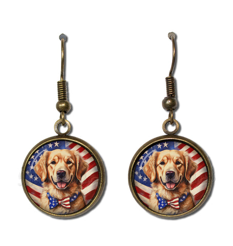 Patriotic Golden Retriever Dog American Flag