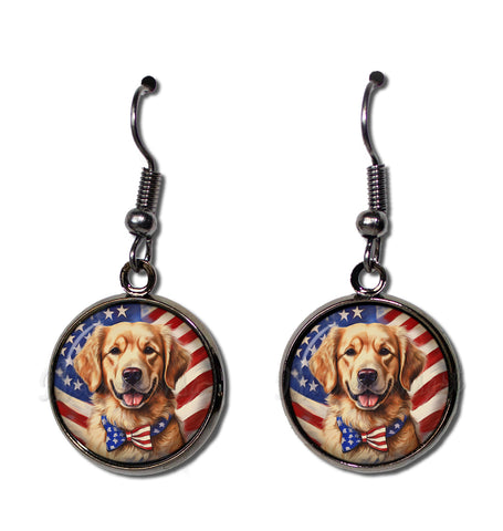 Patriotic Golden Retriever Dog American Flag