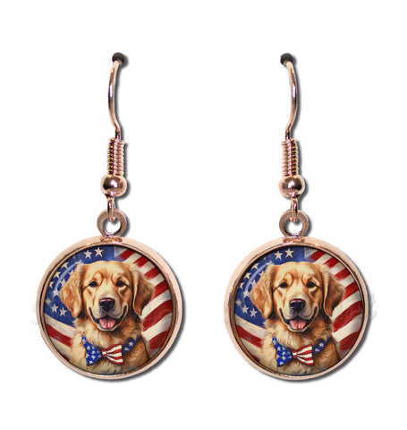 Patriotic Golden Retriever Dog American Flag