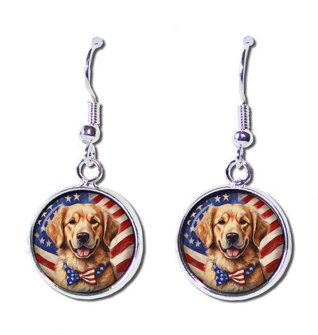 Patriotic Golden Retriever Dog American Flag