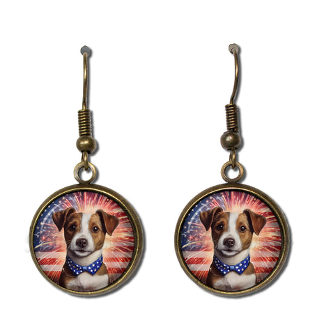 Patriotic Russell Terrier Dog American Flag