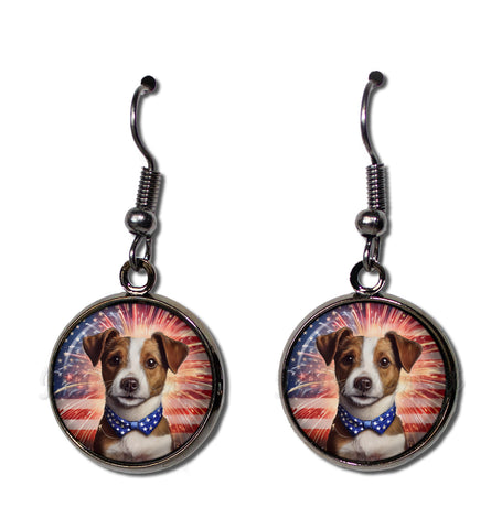 Patriotic Russell Terrier Dog American Flag