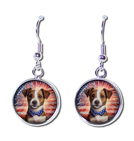 Patriotic Russell Terrier Dog American Flag