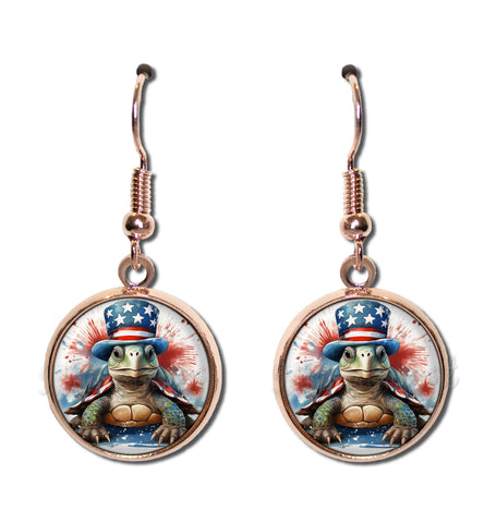 Patriotic Turtle American Flag Hat [earrings]