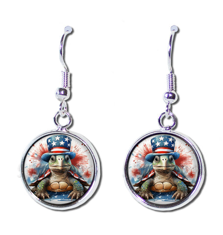 Patriotic Turtle American Flag Hat [earrings]