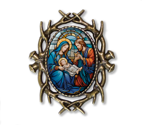 Lovely Faux Stained Glass Motif Nativity