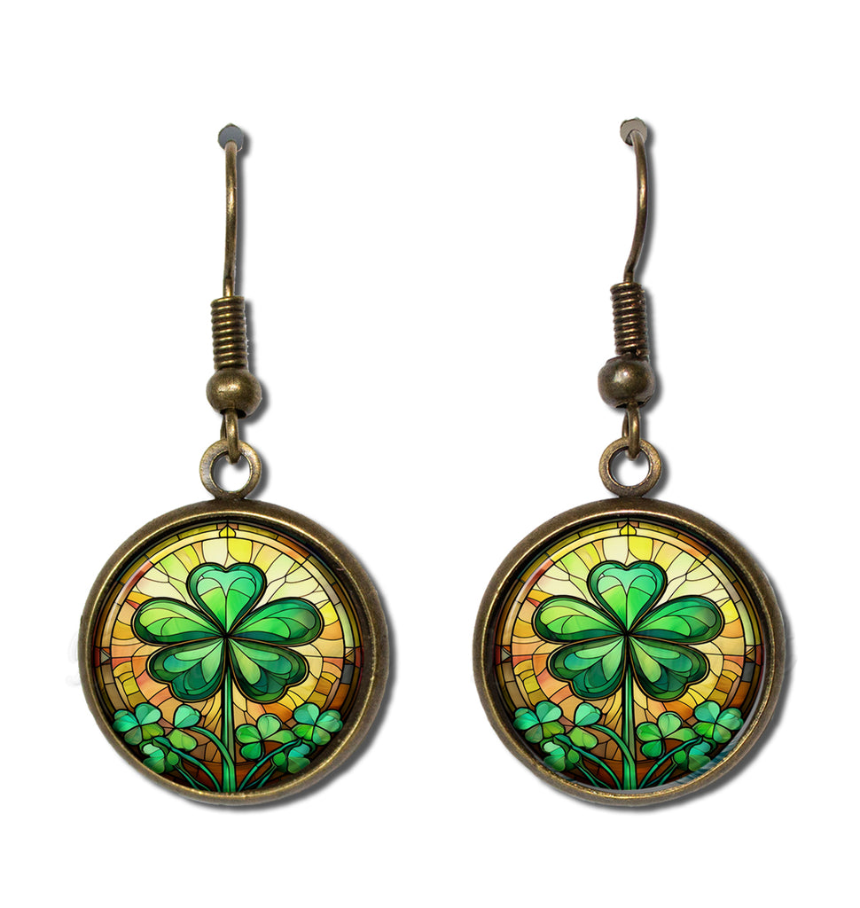 Faux Stained Glass Green Clover