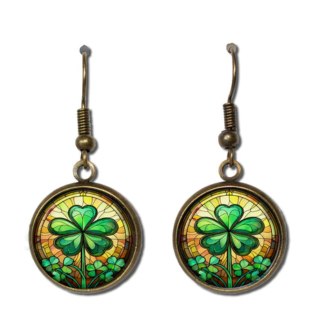 Faux Stained Glass Green Clover