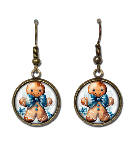 Gingerbread Man Blue Bow