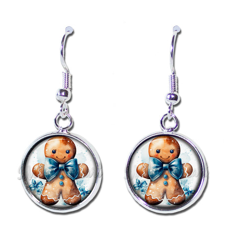 Gingerbread Man Blue Bow