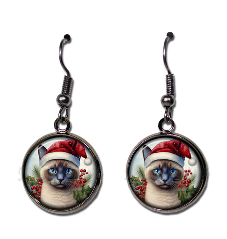 Siamese Cat with Santa Hat