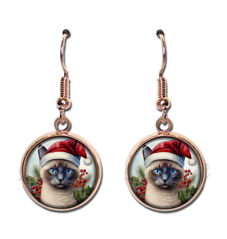 Siamese Cat with Santa Hat