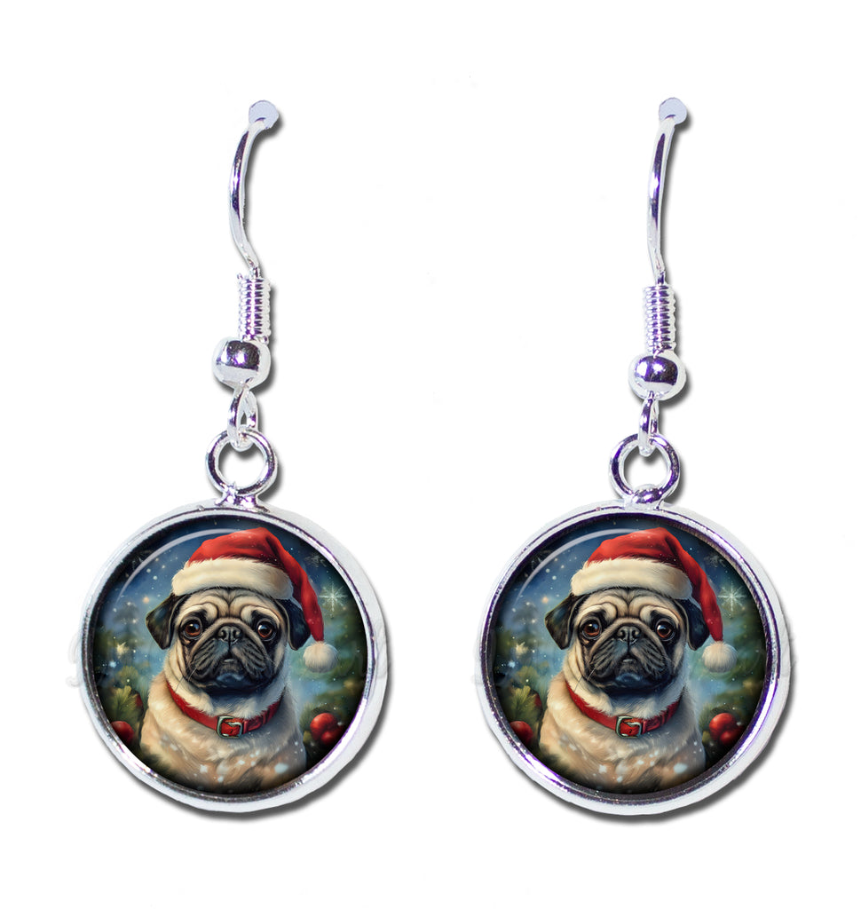 Pug with Santa Hat