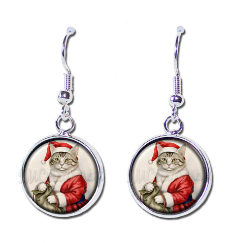 Santa Tabby Cat with Sack