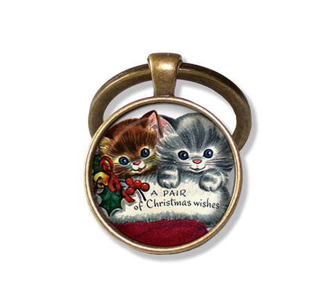 Vintage Christmas Stocking Kittens