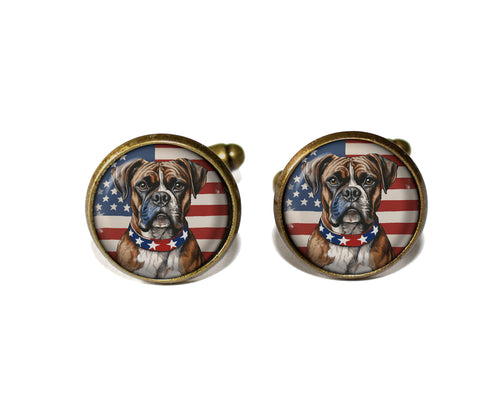 Patriotic Boxer Dog Amerian Flag