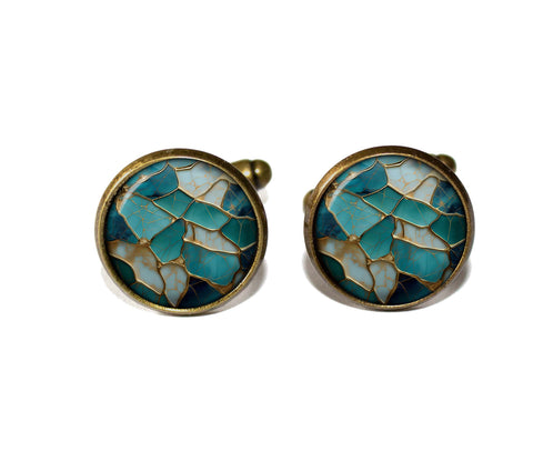 Japanese Pattern Kintsugi Turquoise Gold