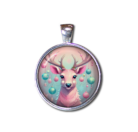 Retro Pink Reindeer with Ornaments