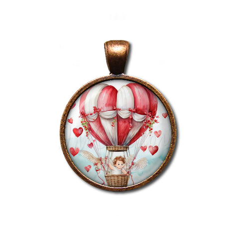 Hot Air Balloon Cupid and Hearts