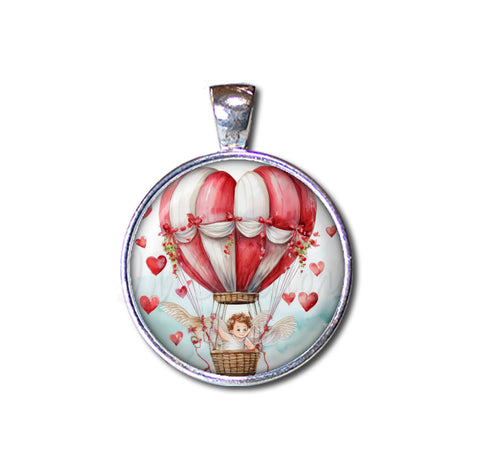 Hot Air Balloon Cupid and Hearts