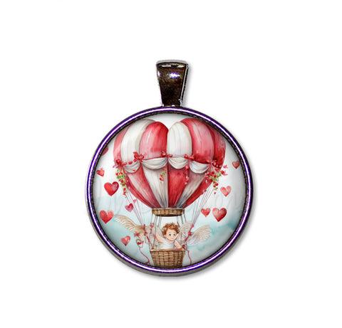 Hot Air Balloon Cupid and Hearts