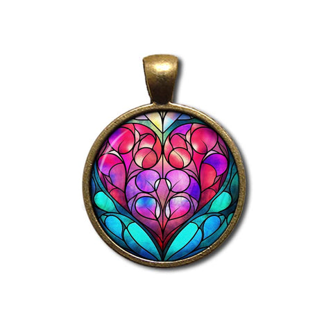 Faux Stained Glass Colorful Heart