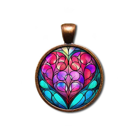 Faux Stained Glass Colorful Heart