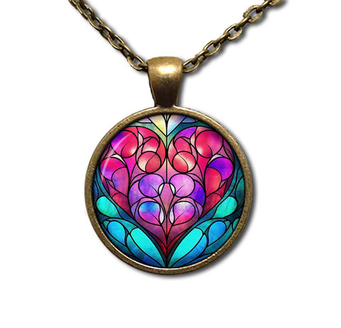 Faux Stained Glass Colorful Heart