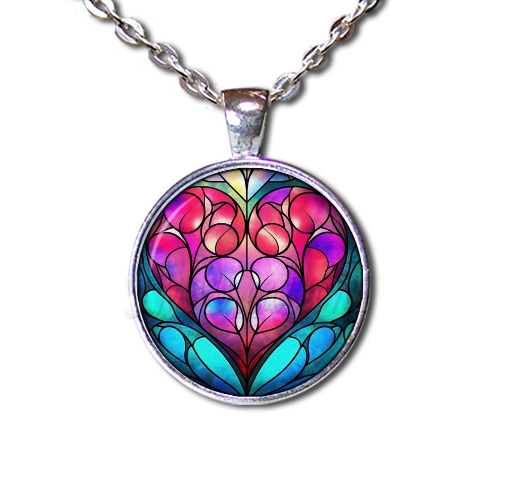 Faux Stained Glass Colorful Heart