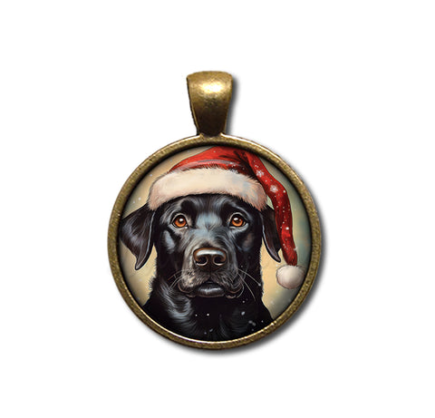 Christmas Black Lab with Santa Hat