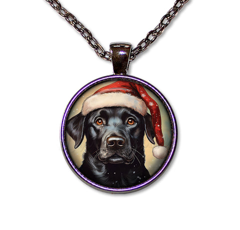 Christmas Black Lab with Santa Hat