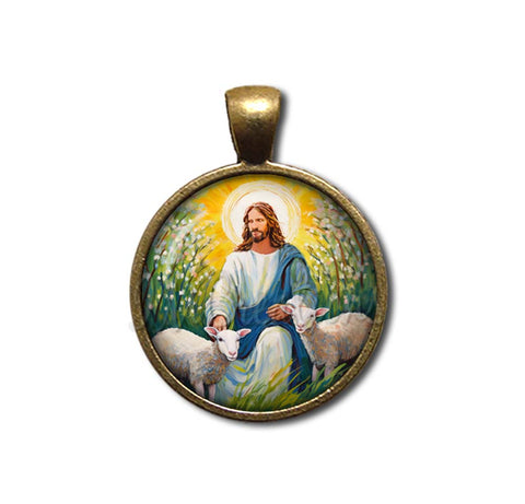 Watercolor Style Jesus with Lambs