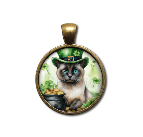 St Patrick's Day Siames Cat Hat with Gold