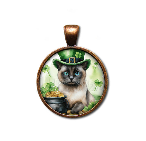 St Patrick's Day Siames Cat Hat with Gold