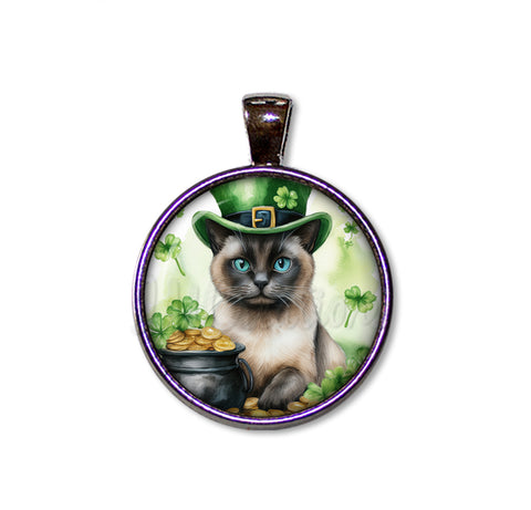 St Patrick's Day Siames Cat Hat with Gold