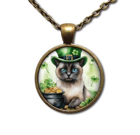 St Patrick's Day Siames Cat Hat with Gold
