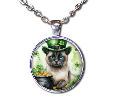 St Patrick's Day Siames Cat Hat with Gold