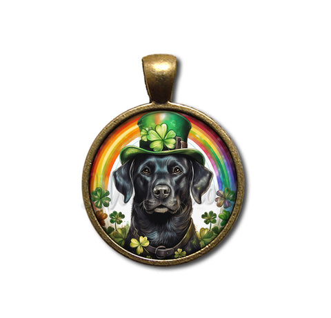 St Patrick's Day Black Lab Dog Rainbow