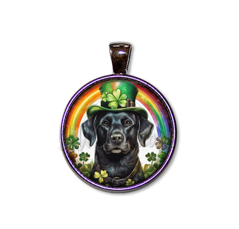 St Patrick's Day Black Lab Dog Rainbow