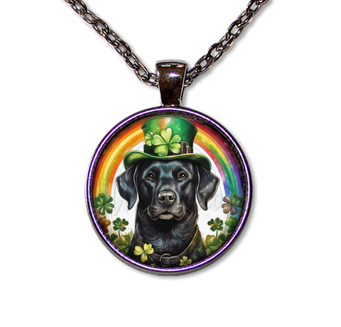 St Patrick's Day Black Lab Dog Rainbow