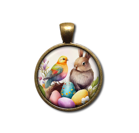 Easter Watercolor Style Rabbit Bird
