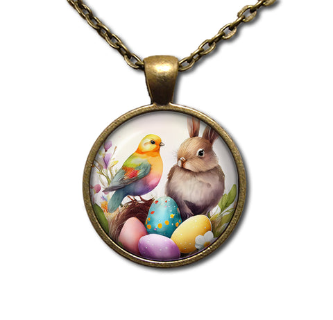 Easter Watercolor Style Rabbit Bird