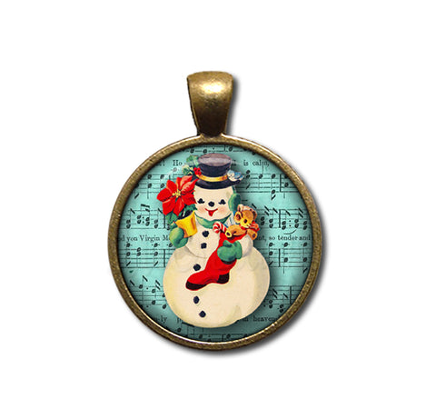 Retro Design Snowman Musical Score Sheet