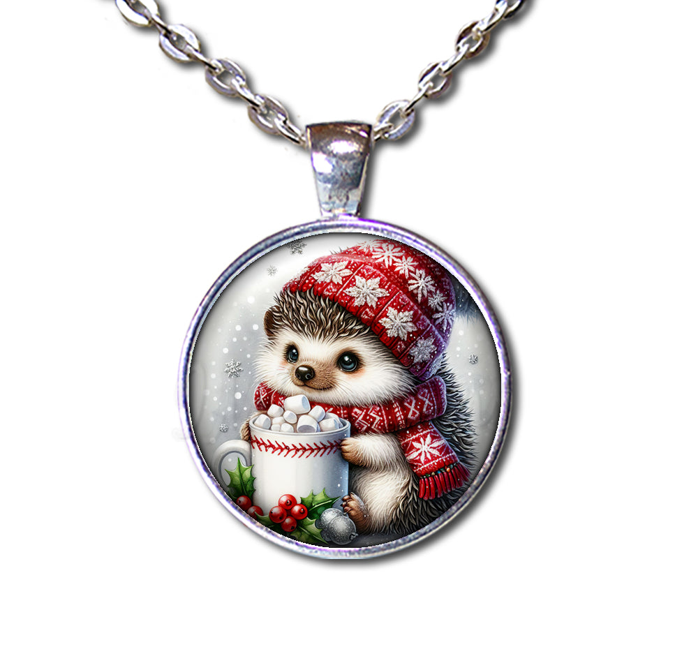 Cute Hedgehog with Cocoa and Marshmallows