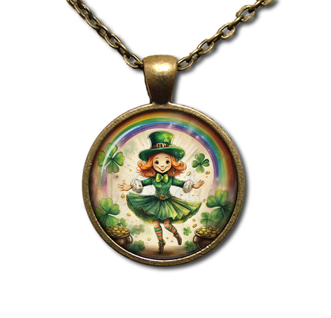 St Patrick's Day Jig Girl with Rainbow
