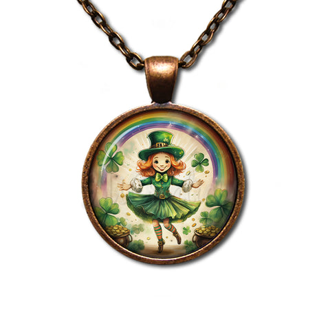 St Patrick's Day Jig Girl with Rainbow