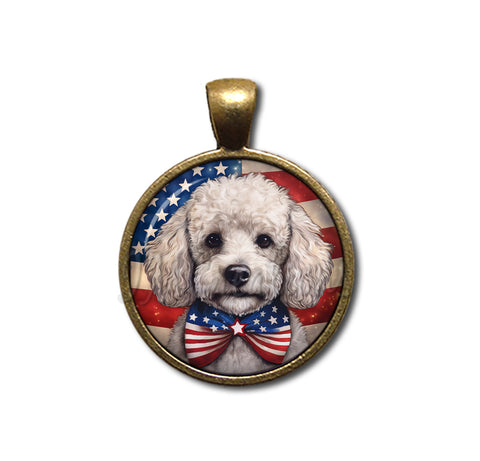 Patriotic White Poodle Doggie