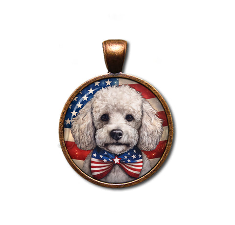 Patriotic White Poodle Doggie