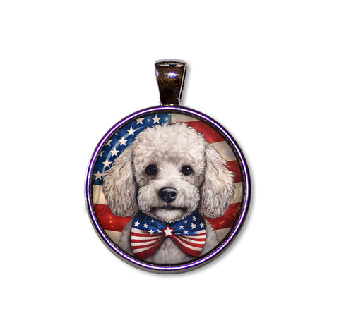 Patriotic White Poodle Doggie